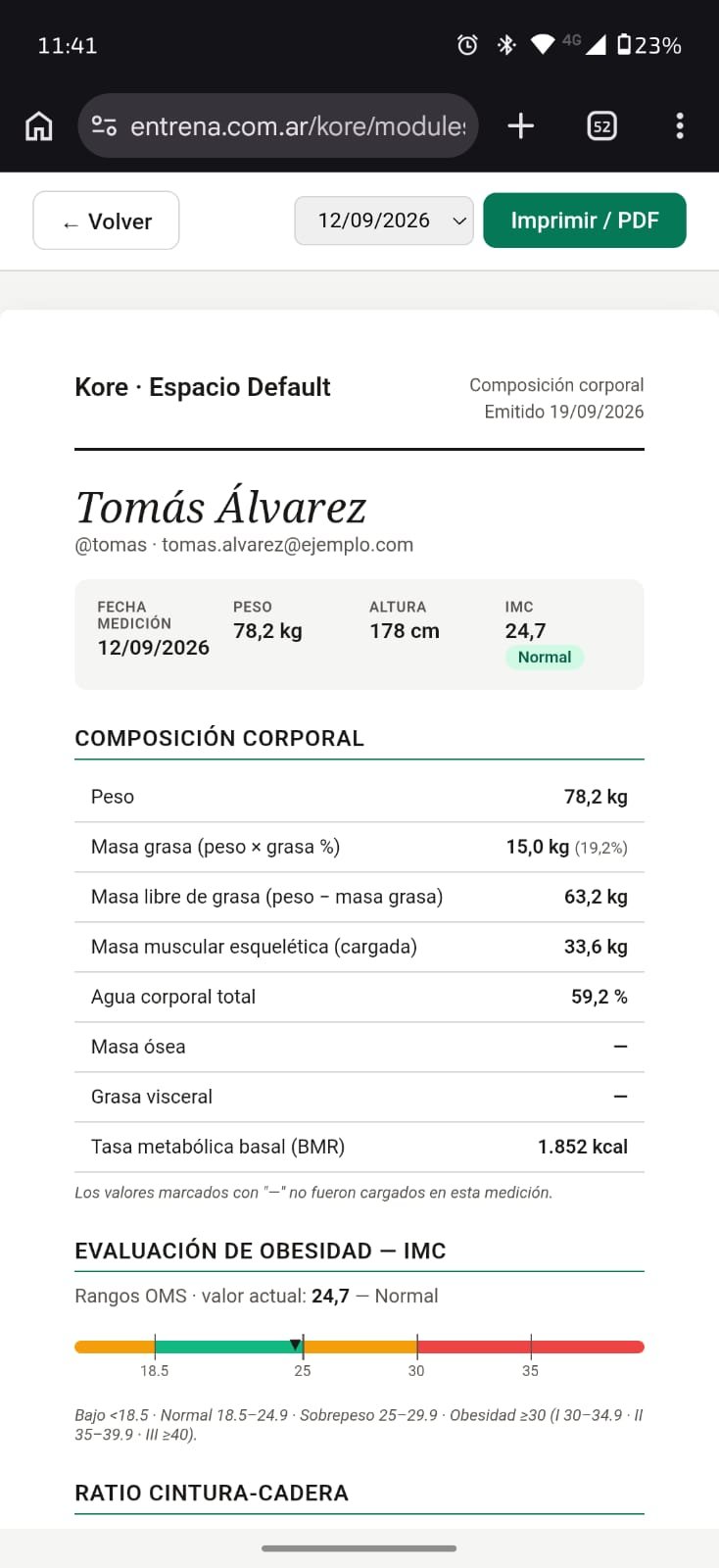 PDF de composición corporal estilo InBody